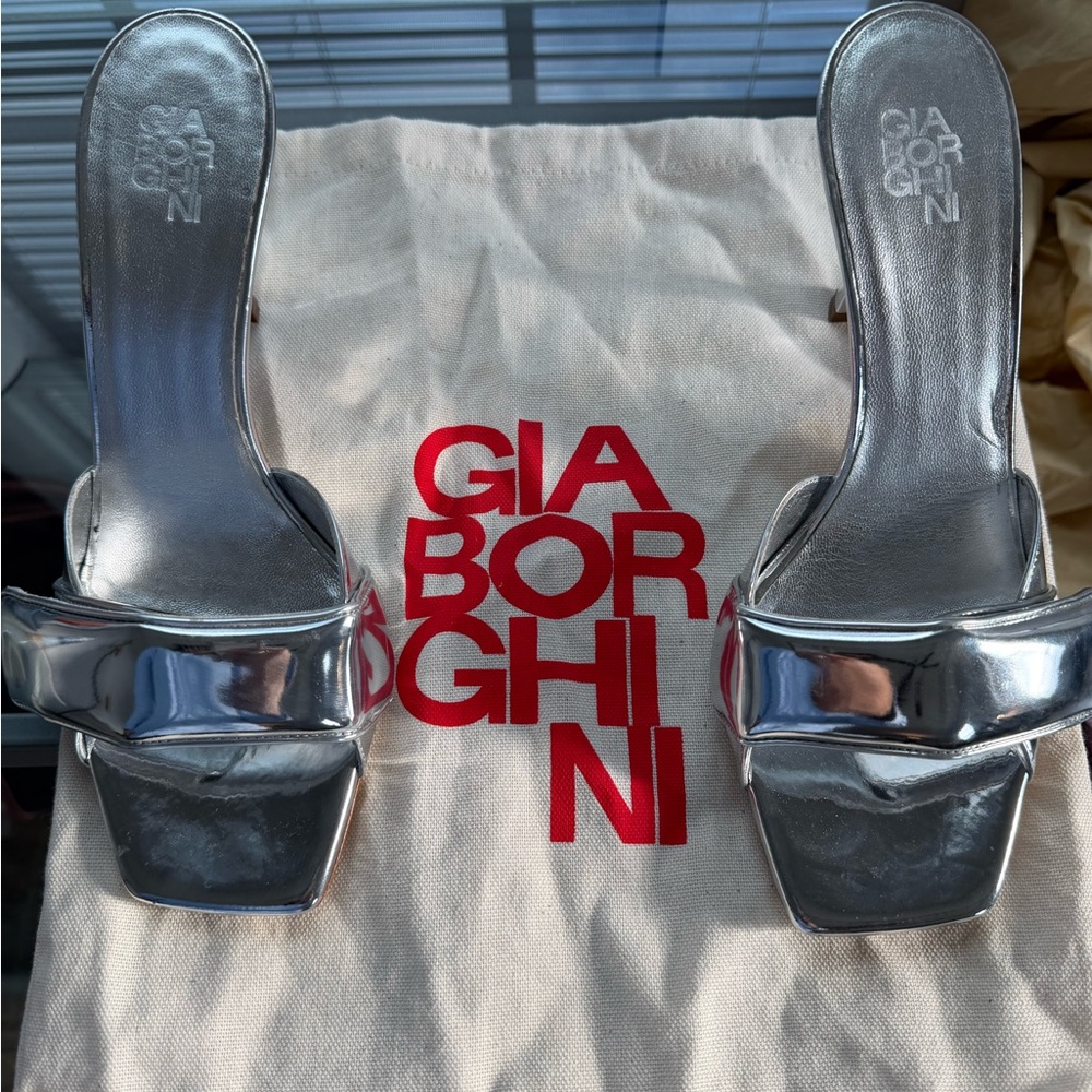 Gia Borghini Metallic Silver Heels